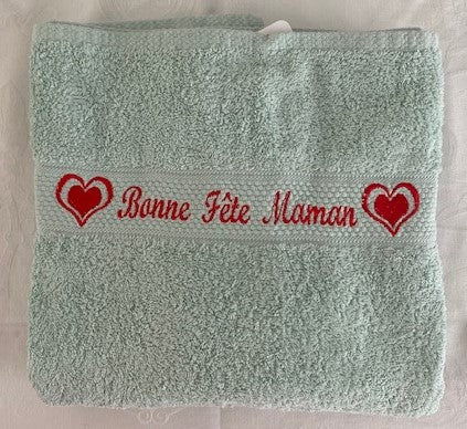 Serviette de bain Bonne Fête Maman avec tissu wax